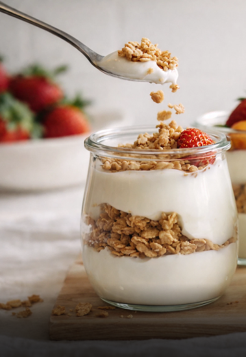 Layered into yogurt